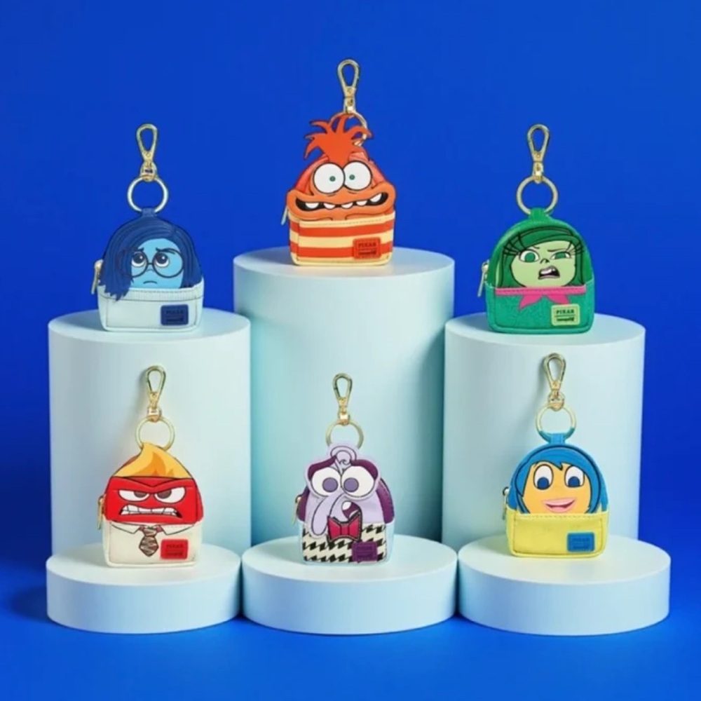 Loungefly Inside Out 2 Bag Charm Keychain Complete Set - Picture 1 of 5